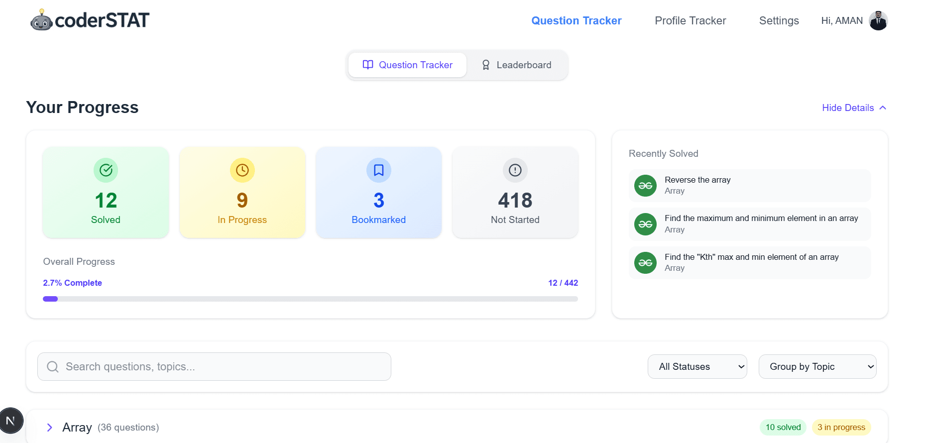 CoderSTAT Dashboard Preview
